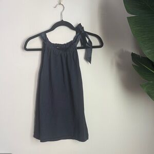 Ann Taylor Midnight Blue Ribbon Tie Top